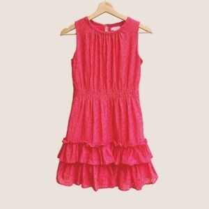 KC Parker Pink Eyelet Lace Teired Dress, Size 12